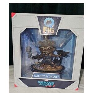 Quantum Mechanix Q-Fig diorama featuring Rocket and Baby Groot NIB